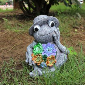 Luminous Solar Lamp Hat Frog Outdoor Courtyard Decoration Resin Crafts
