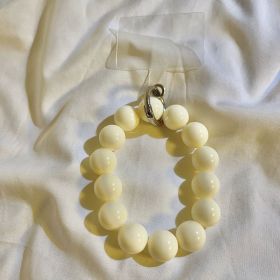 Internet Celebrity Ins Solid Color Bead Wrist Lanyard Universal Phone Case Camera Key Chain (Option: Light Yellow)