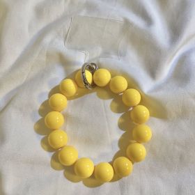 Internet Celebrity Ins Solid Color Bead Wrist Lanyard Universal Phone Case Camera Key Chain (Option: Dark Yellow)