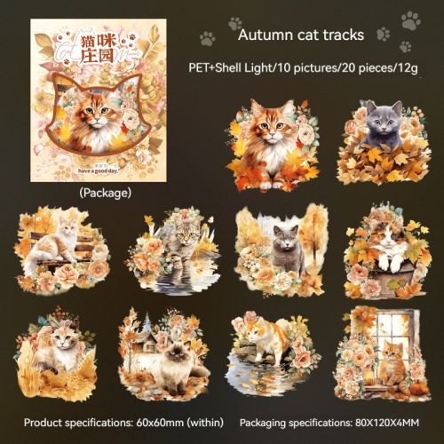 Cat Series Stickers Light Retro Cute Pet Waterproof Diy Goo Card Journal Decoration Collage