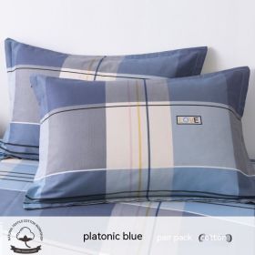 A Pair Of Cotton Pillowcases For Household Use (Option: Platonic Blue-40cmX60cm)