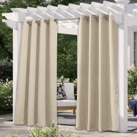 Solid Color Outdoor Waterproof And Sun Protection UV Protection High Precision Black Silk Shading Curtain (Option: Beige-132 × 183cm)