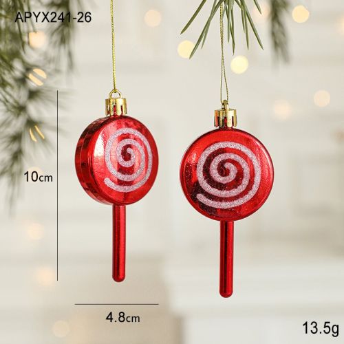 Christmas Decoration Plastic Hand-painted Electroplating Pendant Red Scene Layout