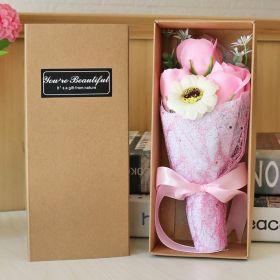 Rose Carnation Soap Bouquet Gift Box (Option: Pink Rose)
