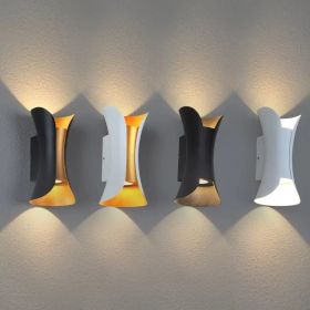 Outdoor  Wall Lamp Stair Aisle Waterproof Creative (Option: 6000K White Light-Black Shell Gold 12W)