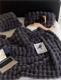 Polyester Carpet Rabbit Bubble Velvet Thickened Nap Blanket Quilt (Option: Graphite Gray-160 × 200cm)