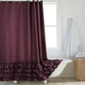 Fashion And Environment-friendly Polyester Fabrics Thickened Shower Curtain (Option: Coffee Big Lace-220CM Wide X172CM High)